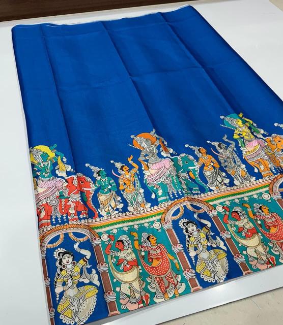 Svara kalamkari digital print surat silk sarees